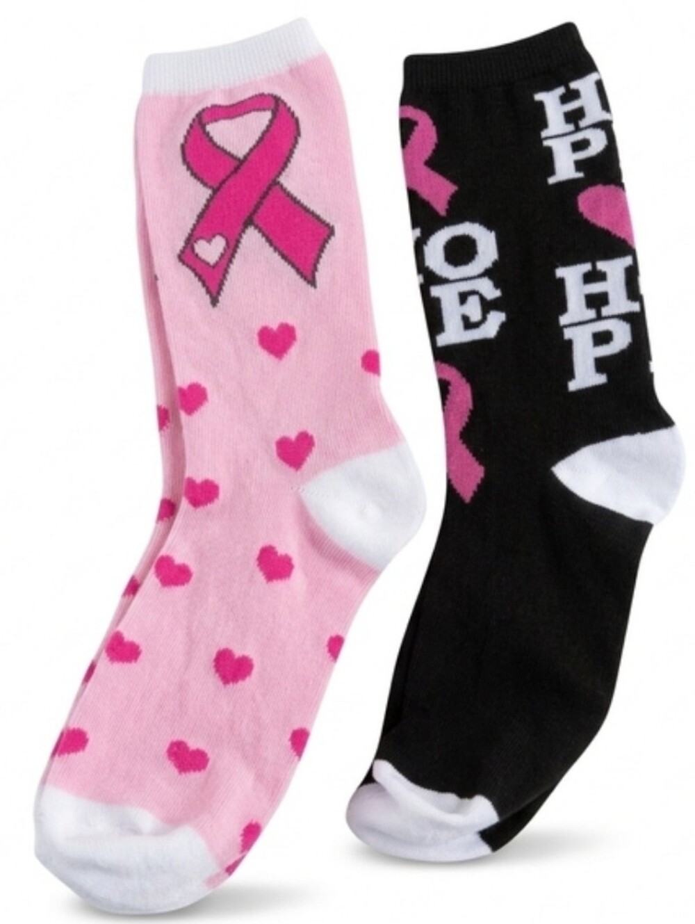 Pink & Black Breast Cancer Awareness Socks - 2 Pair
